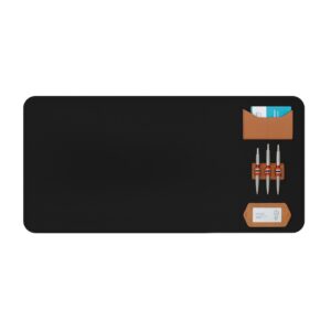 Black Desk Mat with Storage Pockets