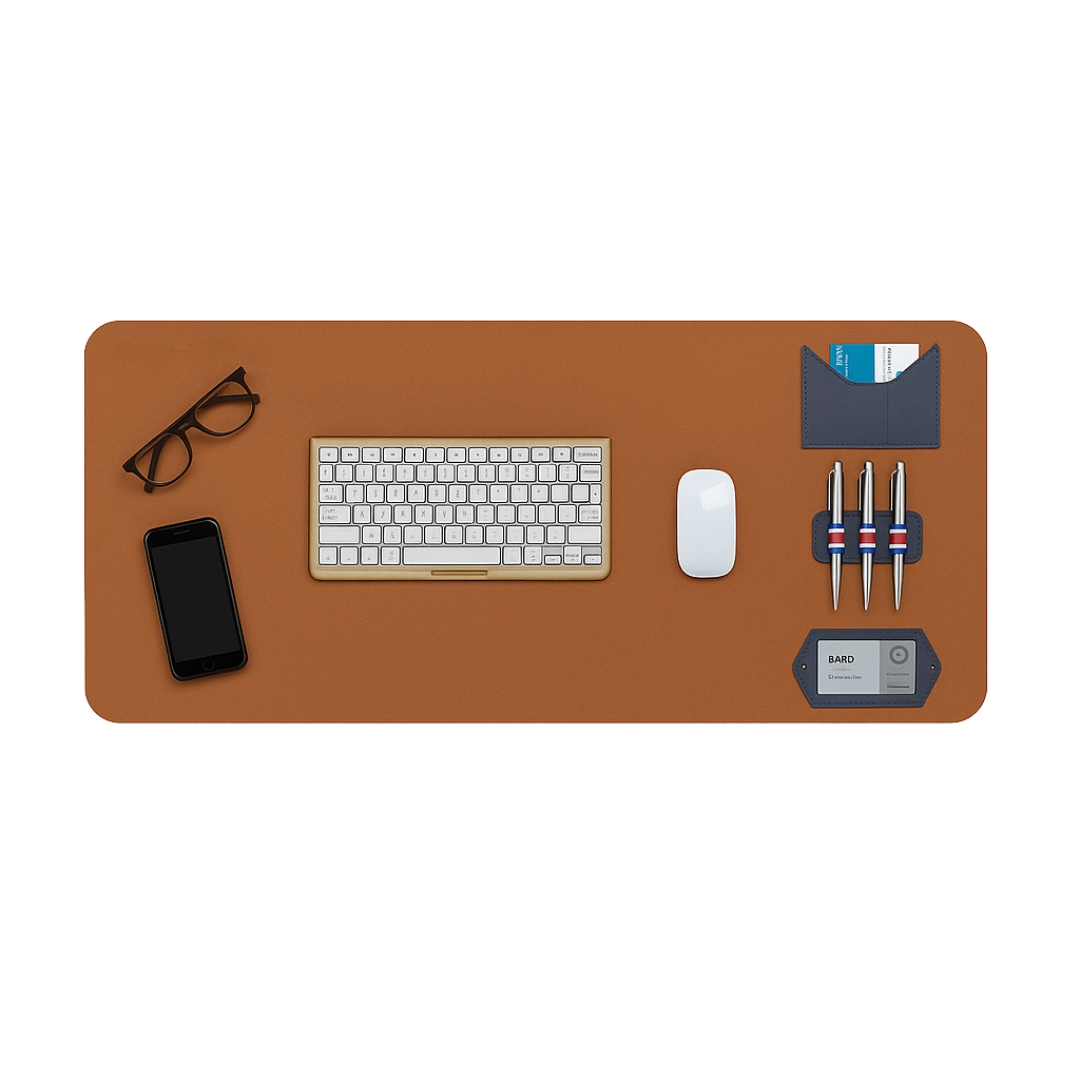 Tan Desk Mat with Storage Pockets