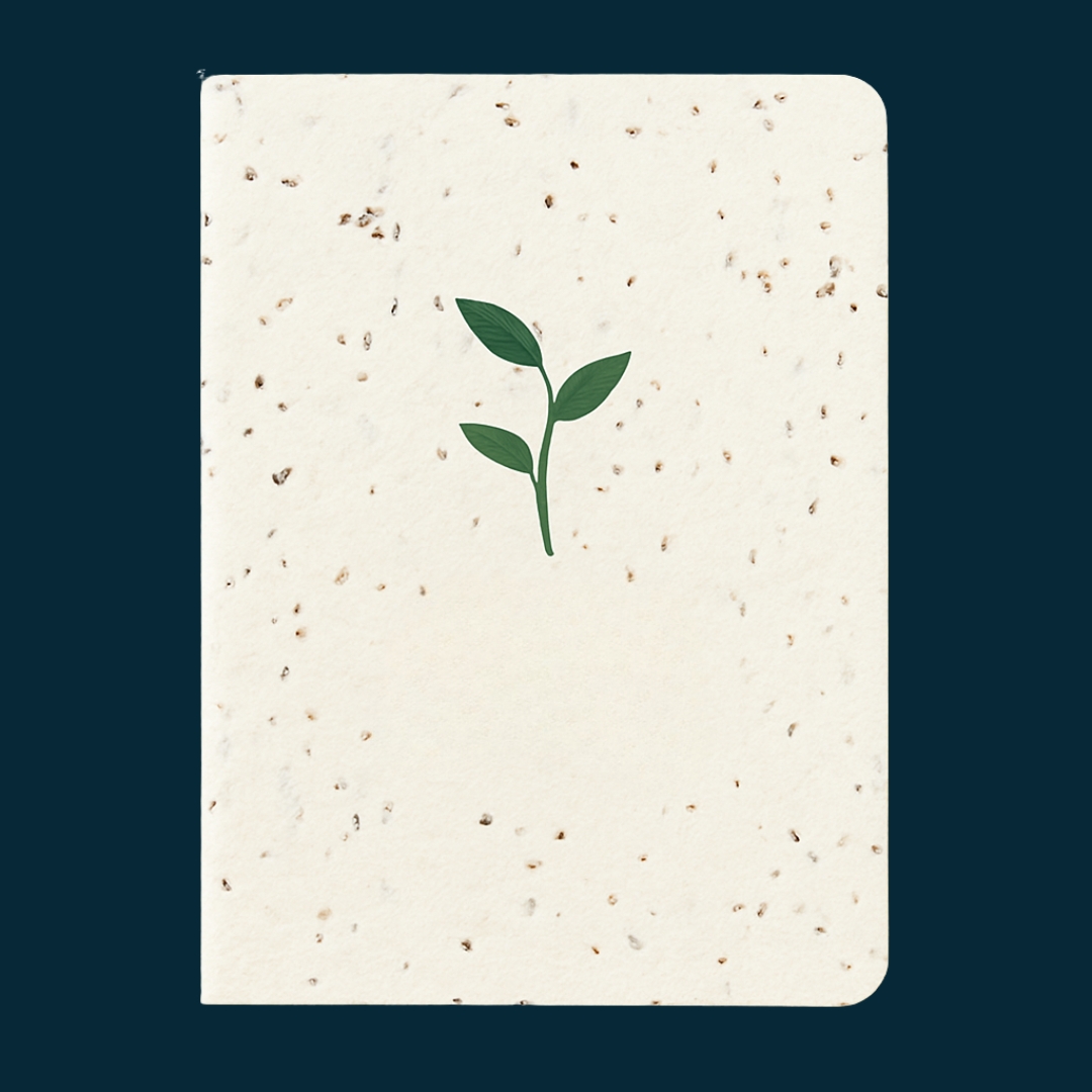 Eco Recycled Paper Notebook with Plant Print
